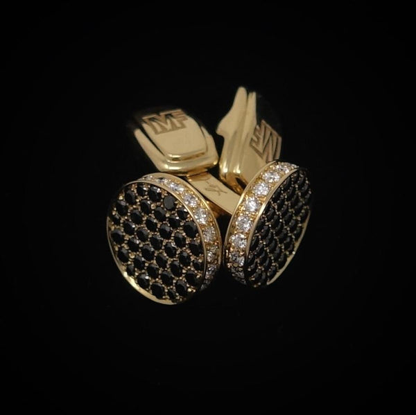 Gold Cufflinks With Black and White Diamonds