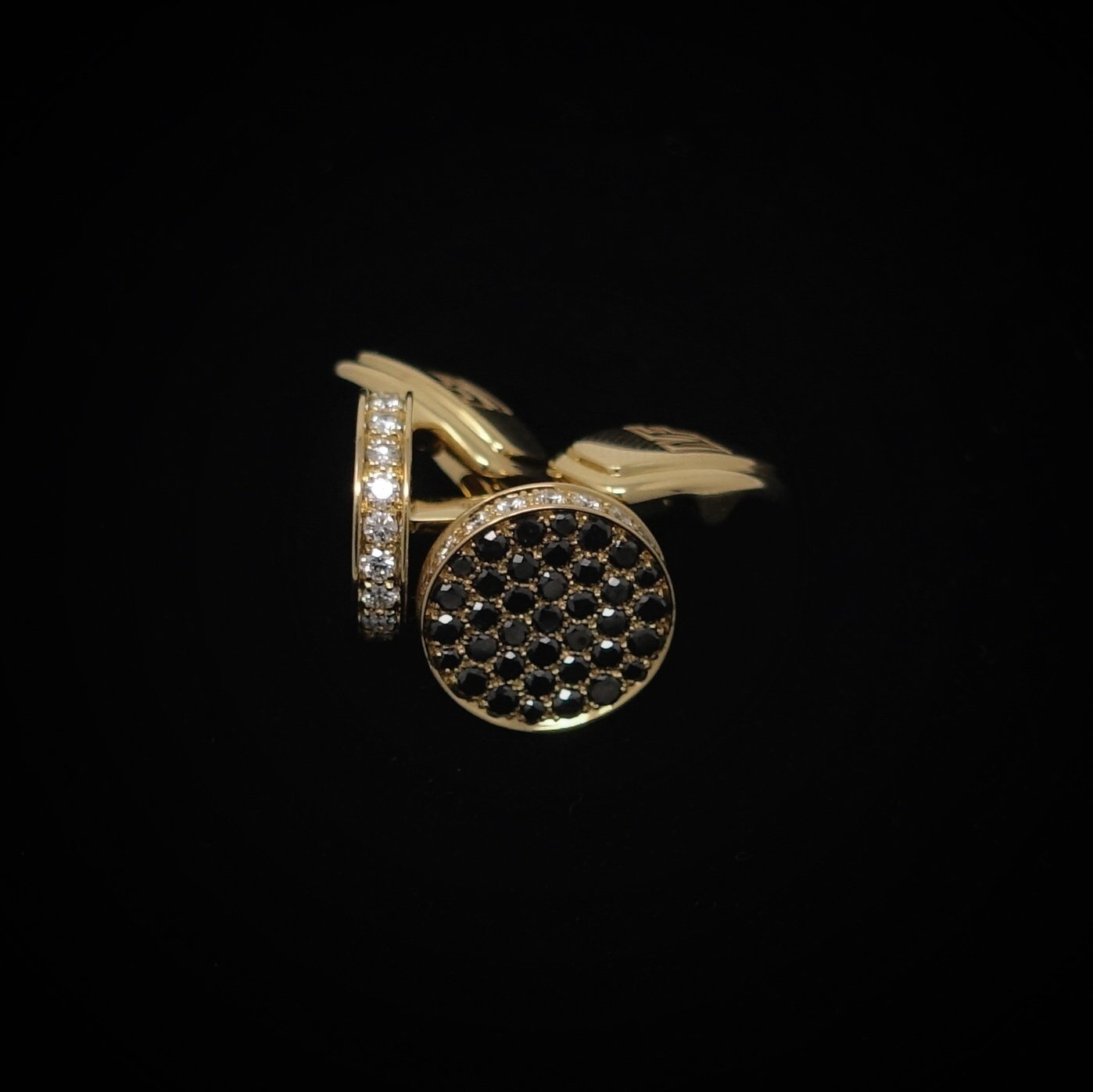 Gold Cufflinks With Black and White Diamonds